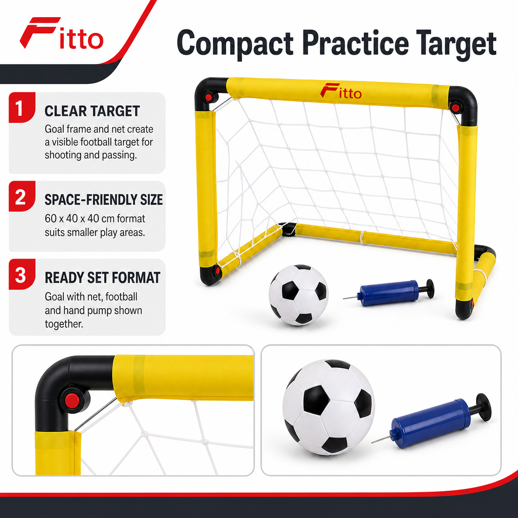 48 Pieces Mini Football Goal Sets, 60 x 40 x 40 cm, Goal Net with Football and Hand Pump