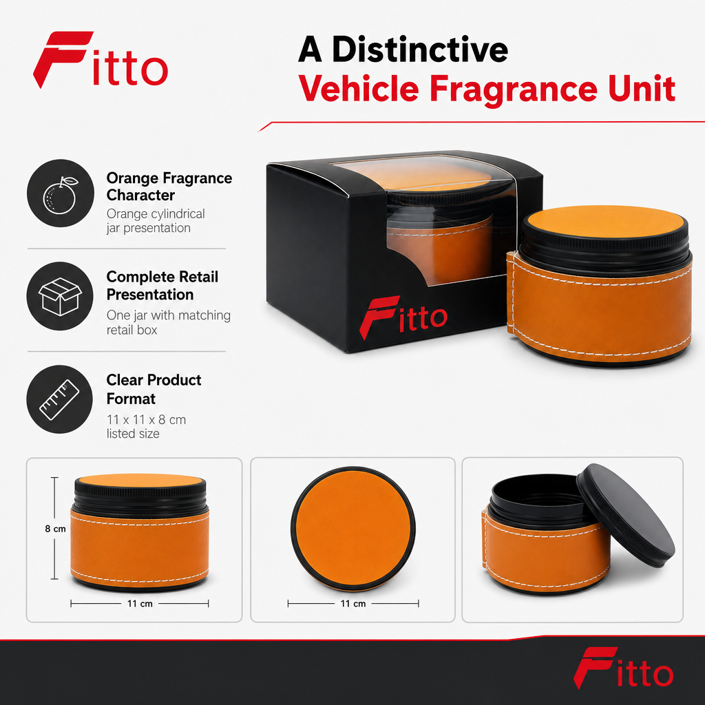 96 Pieces Car Fragrance, Orange, Round Jar With Retail Box, 1 Piece