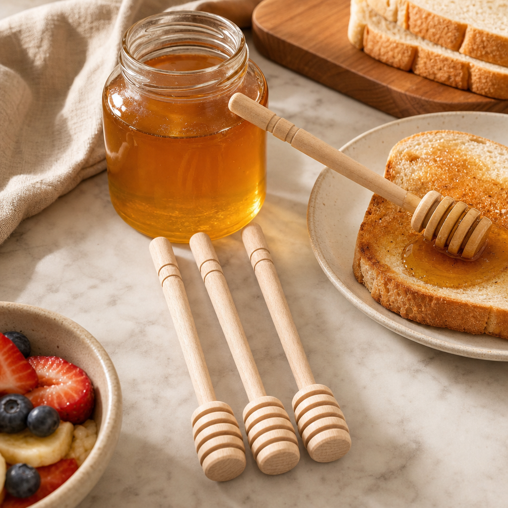 120 Pieces Natural Wooden Honey Dipper Sticks, 4 Pieces, 22 cm Kitchen Utensils for Drizzling Honey