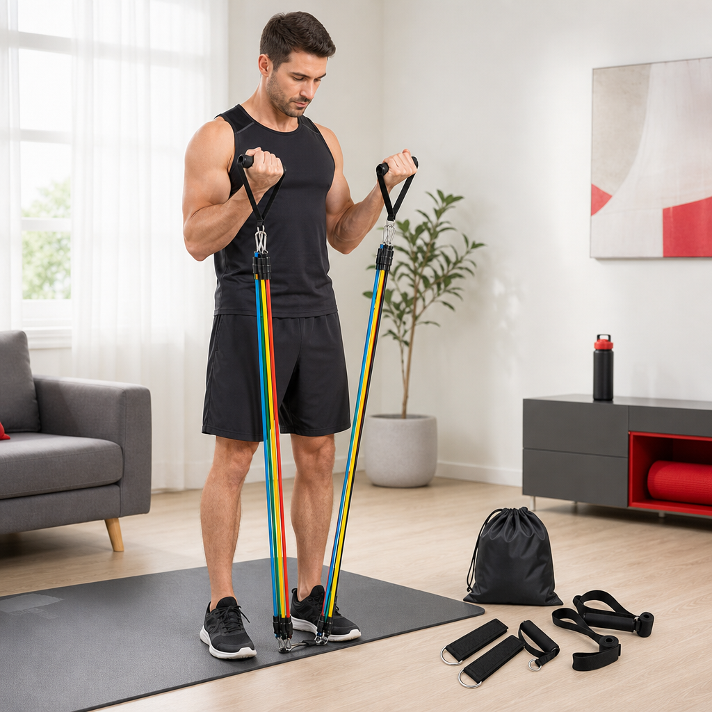 72 Pieces Resistance Bands Set, 11-Piece Home Workout Kit with Handles, Ankle Straps, Door Anchor and Storage Bag
