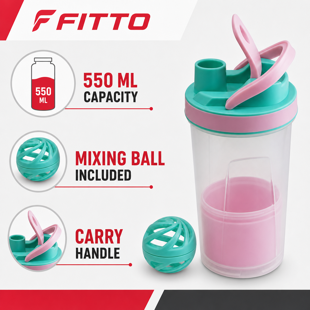 120 Pieces Sports Shaker Bottle 550 ml with Mixing Ball and Carry Handle, Assorted Colours