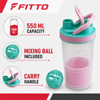 120 Pieces Sports Shaker Bottle 550 ml with Mixing Ball and Carry Handle, Assorted Colours