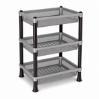 72 Pieces 3-Tier Plastic Storage Basket Rack, Grey, 40 x 30 x 18 cm