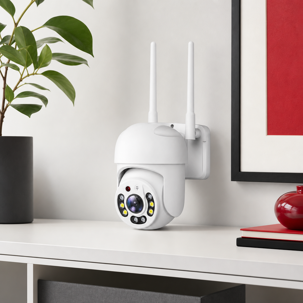 60 Pieces White Wi-Fi Smart Security Cameras with Dual Antennas, 1 Piece