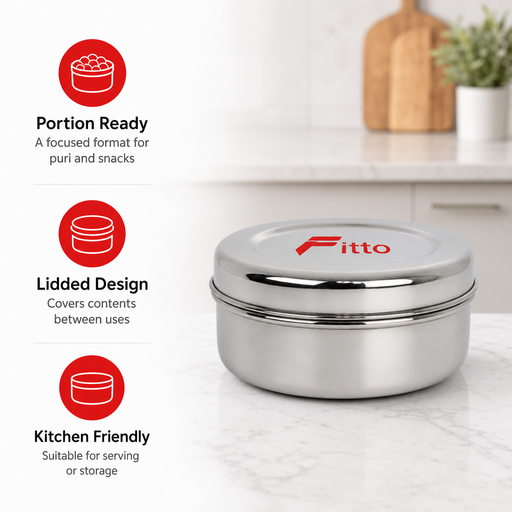 96 Pieces Stainless Steel Puri Storage Container, Round 11 cm