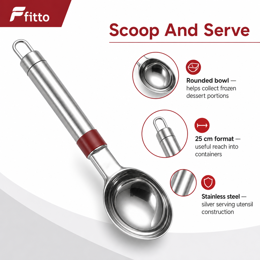 96 Pieces Stainless Steel Ice Cream Scoops, 25 cm, Silver Dessert Serving Utensil