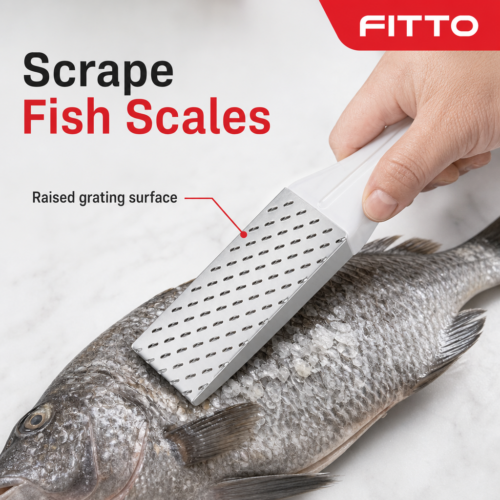 96 Pieces Fish Scale Scraper Grater, Stainless Steel Raised Grating Surface, 24 cm, Silver and White, 1 Piece
