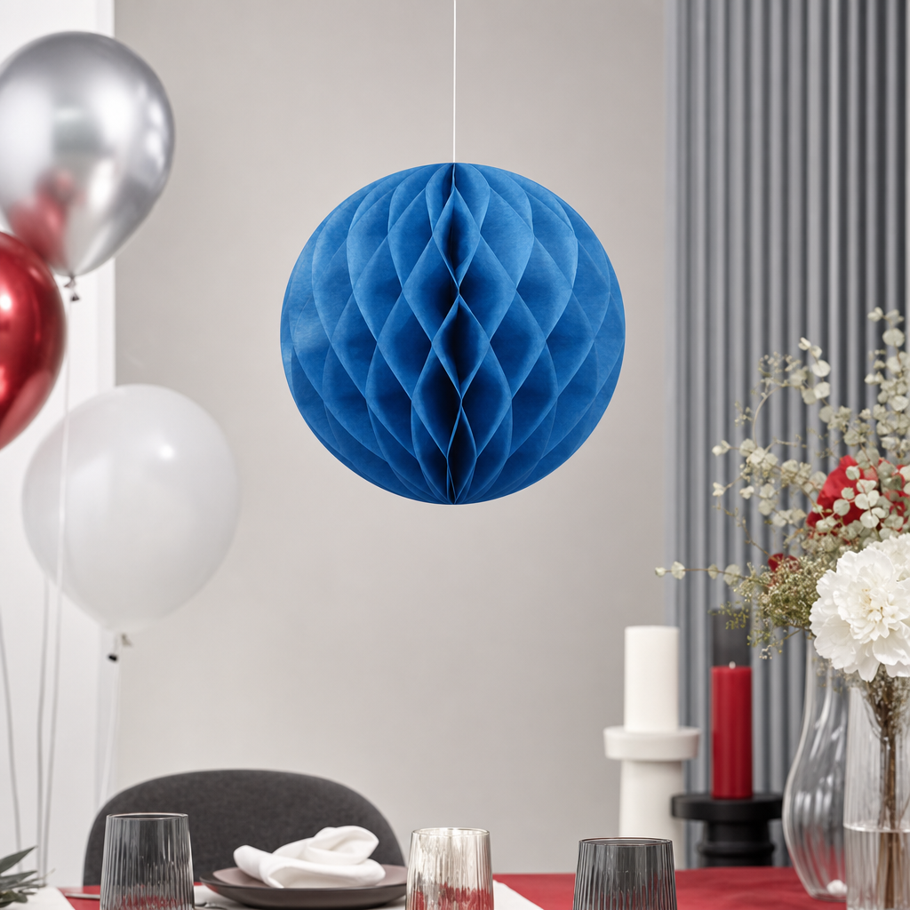 240 Pieces Blue Paper Honeycomb Ball Decoration, 30 cm, 1 Piece