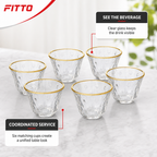 96 Pieces Clear Glass Cawa Cups with Gold-Tone Rims and Textured Design, 6 Pieces
