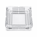 240 Pieces Clear Square Glass Ashtrays with Ridged Edge, 16 cm