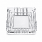 240 Pieces Clear Square Glass Ashtrays with Ridged Edge, 16 cm