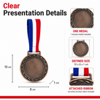 144 Pieces Plain Sports Medal with Red White Blue Ribbon, Bronze Award Recognition