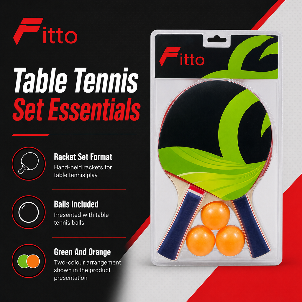 96 Pieces Table Tennis Racket Set with Balls, Green and Orange, 1 Set