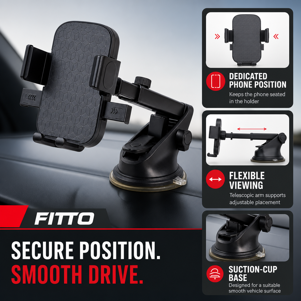 96 Pieces Car Phone Holder with Telescopic Suction Mount, Adjustable Grip Design for Vehicle Use