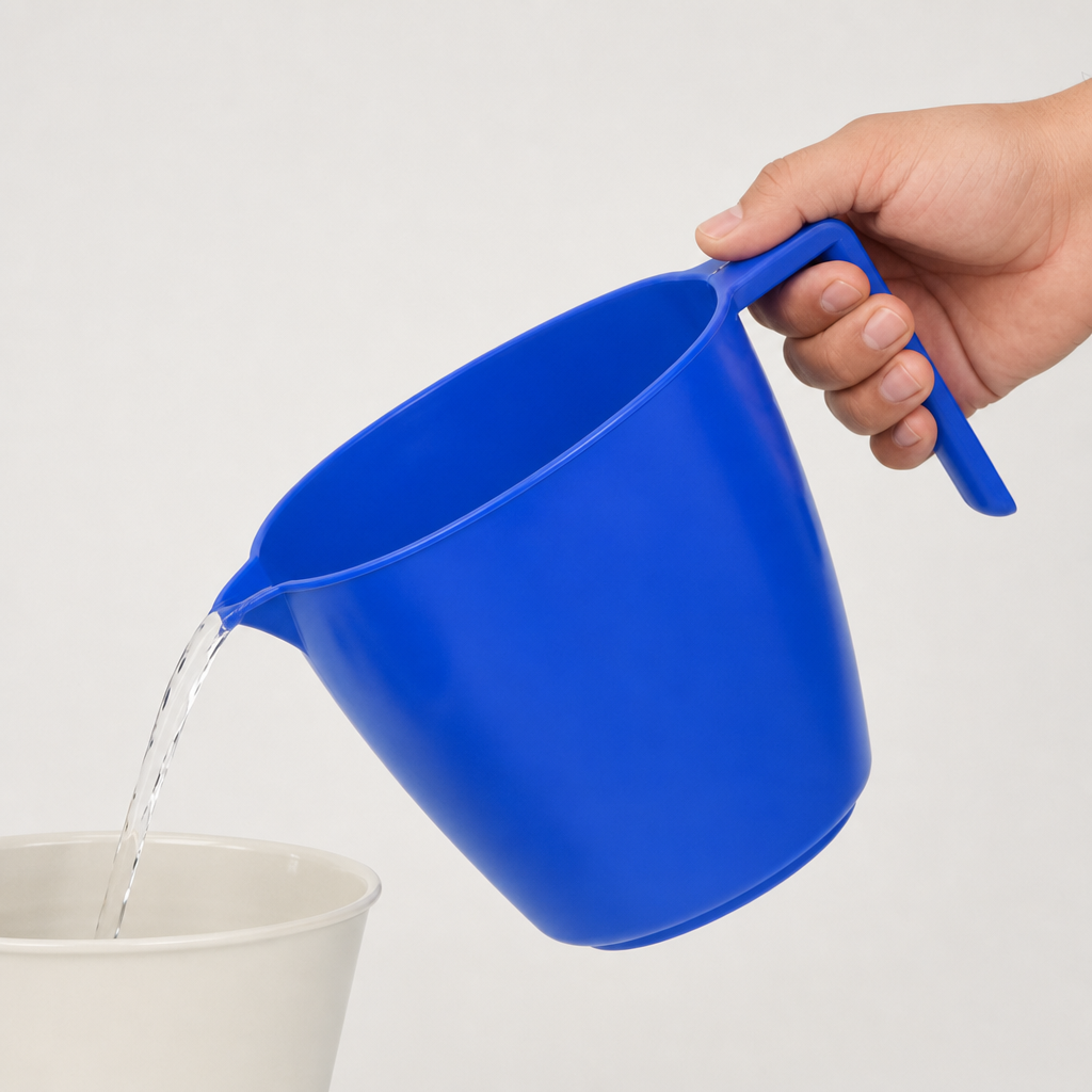 240 Pieces Plastic Pouring Mug with Handle, 1 Litre, Blue