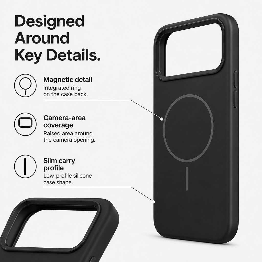 120 Pieces Phone Cases with Magnetic Ring and Raised Camera Protection for 17-Series Phone, Silicone, Black