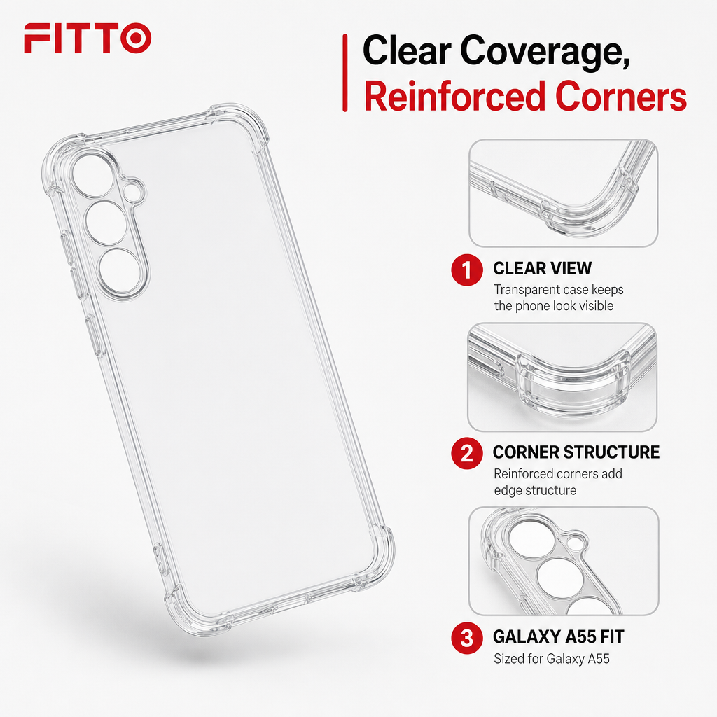 240 Pieces Clear Anti-Burst Protective Phone Cases with Reinforced Corners for Galaxy A55