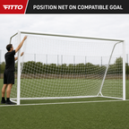 48 Pieces Football Goal Nets for 7-Player Goal Post, 5.5 m x 2.1 m, White Replacement Net