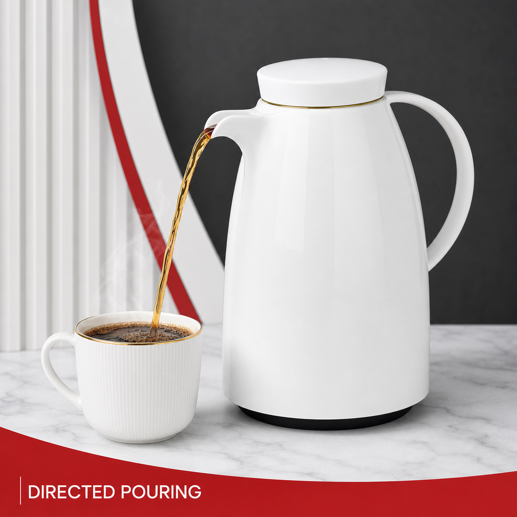 72 Pieces Vacuum Flask with Glass Refill, 1 Litre, White and Gold