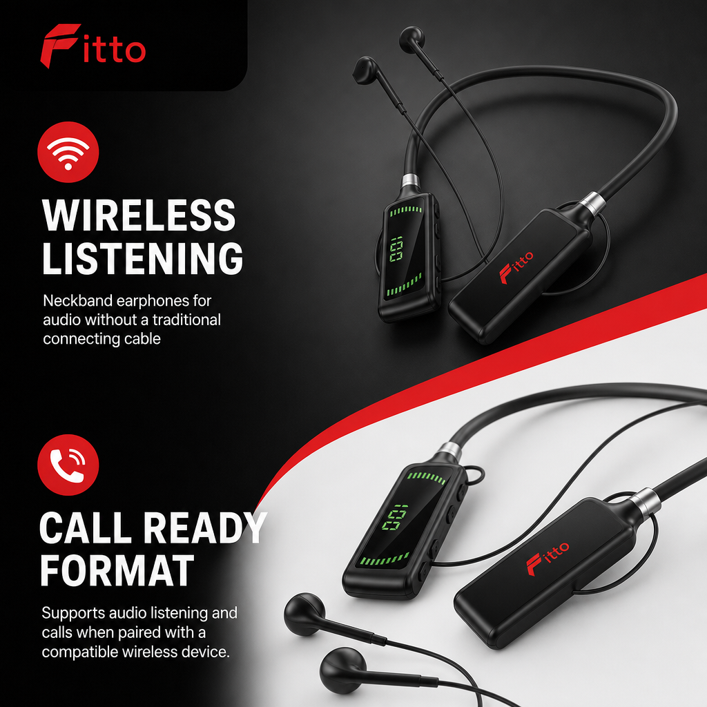 96 Pieces Wireless Neckband Earphones with Call Function, Black