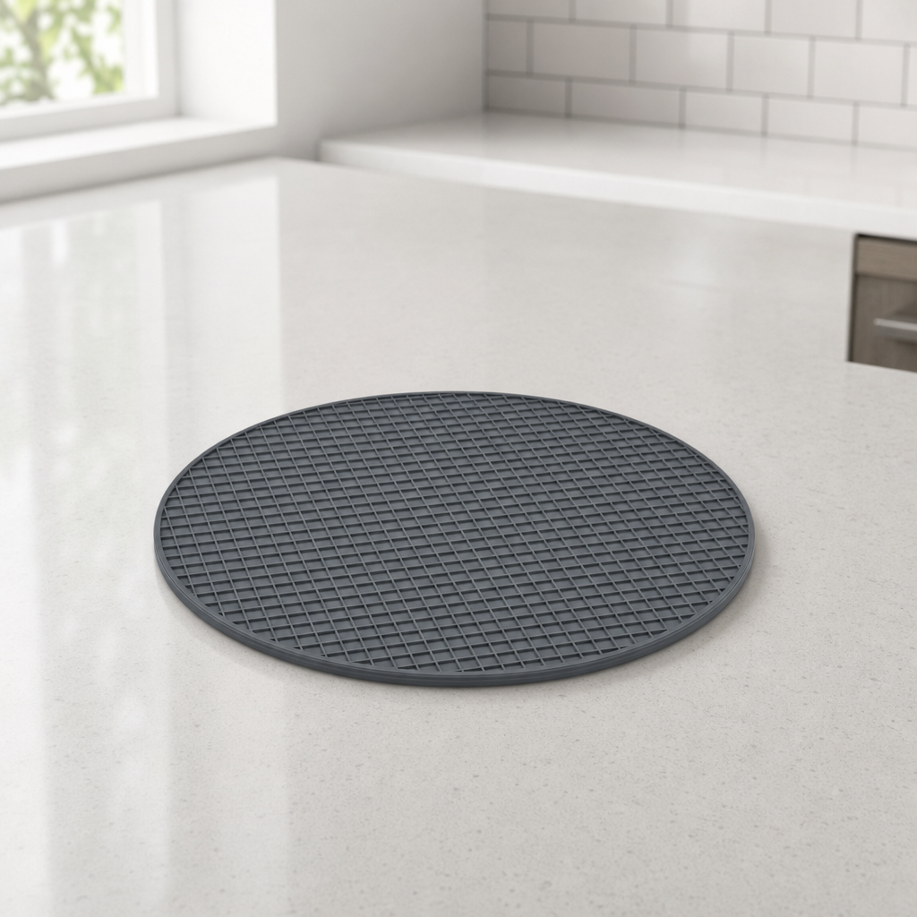 96 Pieces Round Silicone Mat, Textured Surface, 18 cm, Dark Grey