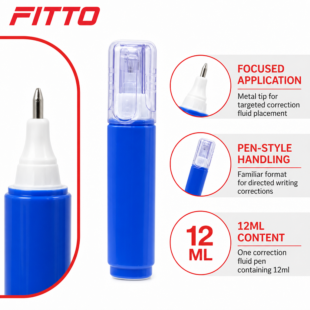 240 Pieces Correction Fluid Pens, 12ml, Metal Tip, Blue Body
