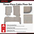 48 Pieces Carpet Car Floor Mat Set, Beige, 3-Piece Interior Protection