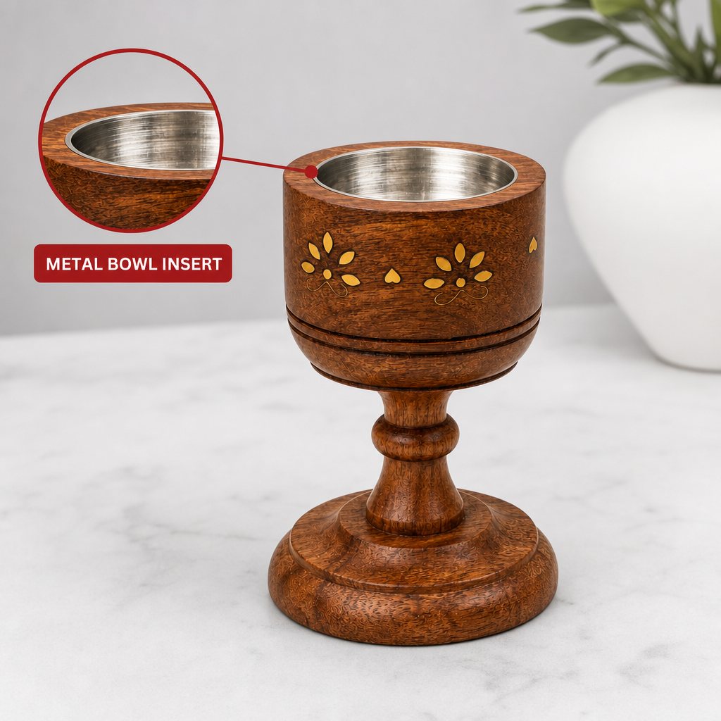 96 Pieces Wooden Incense Burner Cup with Metal Bowl, 5.3 Inch