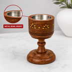 96 Pieces Wooden Incense Burner Cup with Metal Bowl, 5.3 Inch