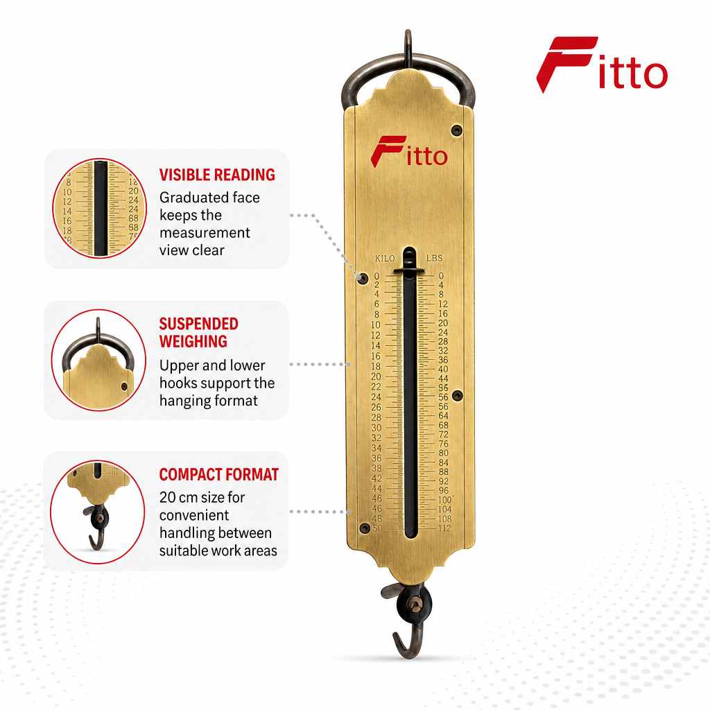 72 Pieces Heavy Duty Mechanical Spring Balance Hanging Scales, 50 kg Capacity, 20 cm Brass Body, 1 Piece