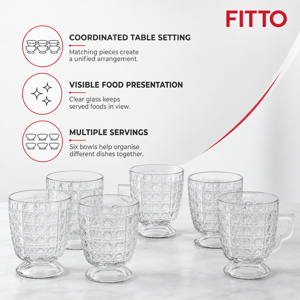72 Pieces Glass Bowl Set, Clear, 6 Pieces for Serving Snacks, Desserts and Side Dishes