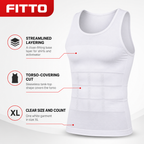 96 Pieces Men's Body Shaper Compression Tank Top, White, Size XL