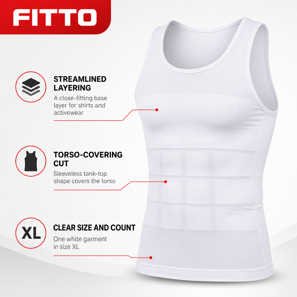 96 Pieces Men's Body Shaper Compression Tank Top, White, Size XL