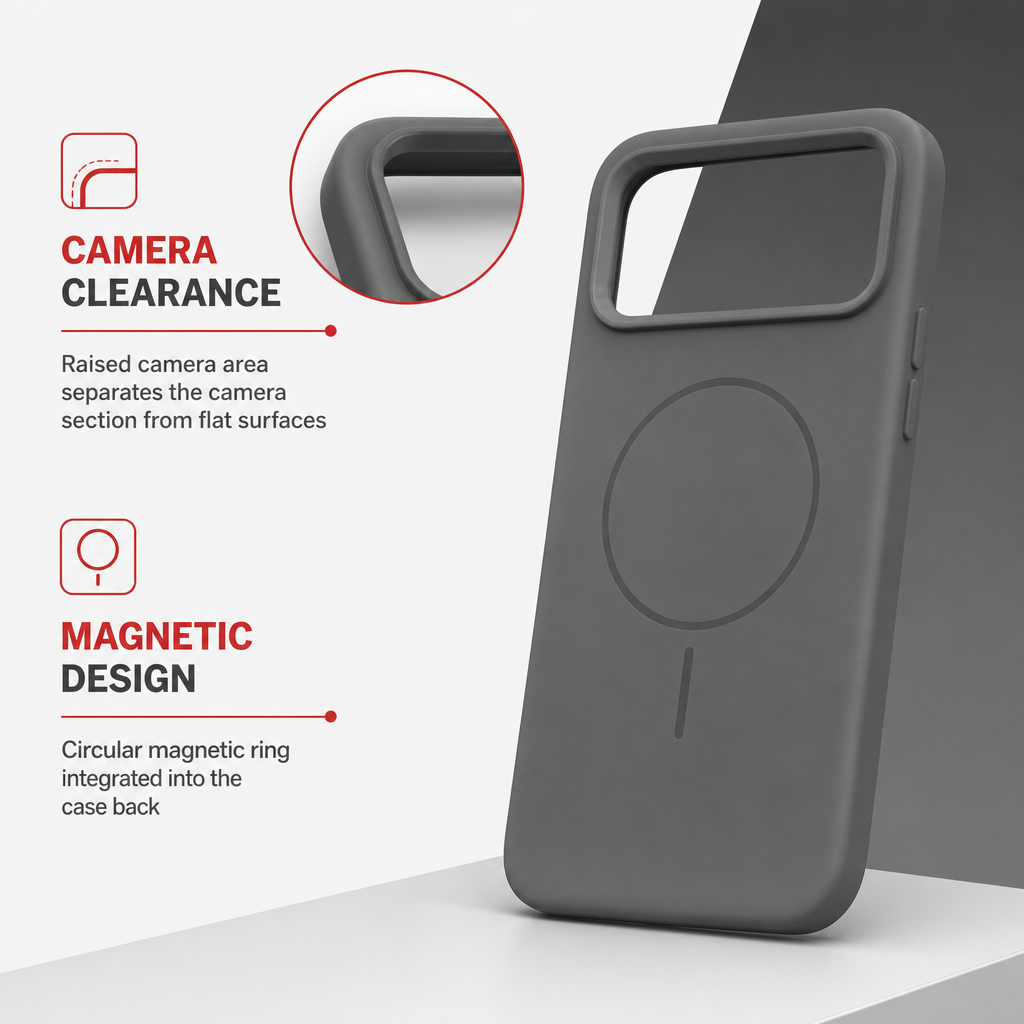 120 Pieces Silicone Magnetic Phone Cases with Raised Camera Protection, Gray