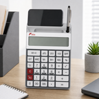 60 Pieces Grey and White 14-Digit Electronic Calculators with Phone and Pen Holders, 112-Step Check and Dual Power, 1 Piece