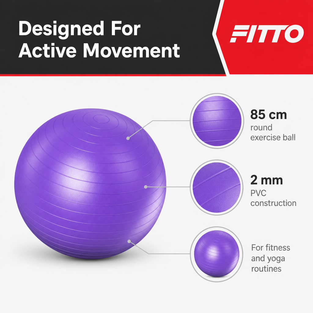 96 Pieces Exercise Ball for Fitness and Yoga, Purple, 85 cm, 2 mm PVC