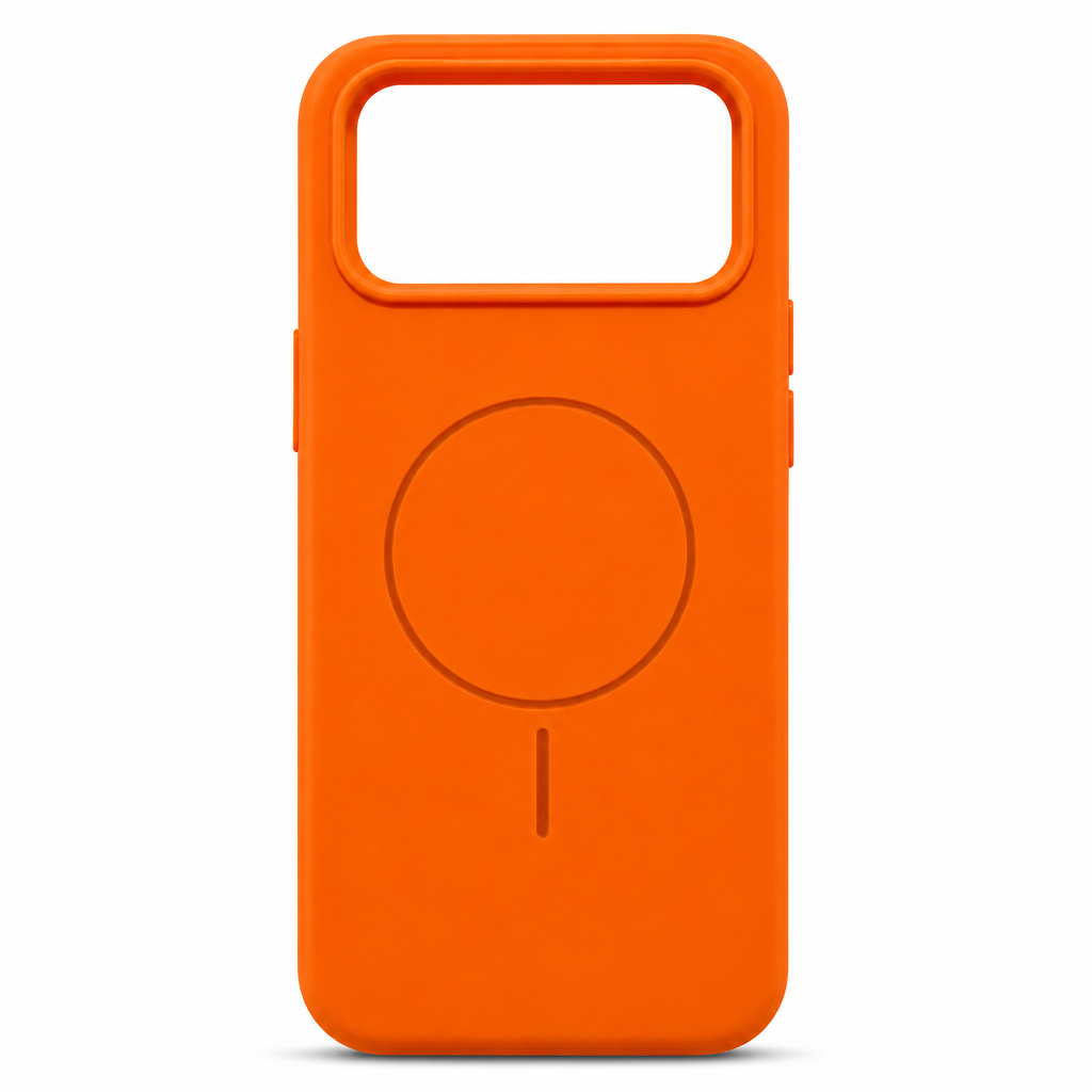 120 Pieces Silicone Magnetic Phone Cases for 17 Pro Max, Orange, Raised Camera Protection, 1 Piece