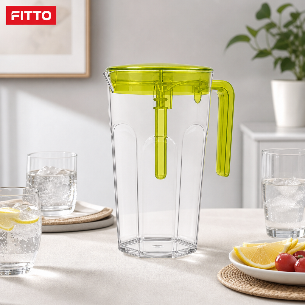 96 Pieces Water Jugs With Lid and Handle, 2 L Transparent Plastic Rectangular Pitcher, Assorted Colour, 1 Piece