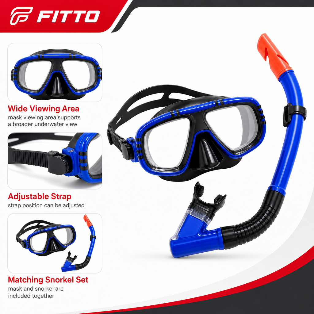 72 Pieces Swimming Mask and Snorkel Set, Blue, Adjustable Strap and Purge Valve