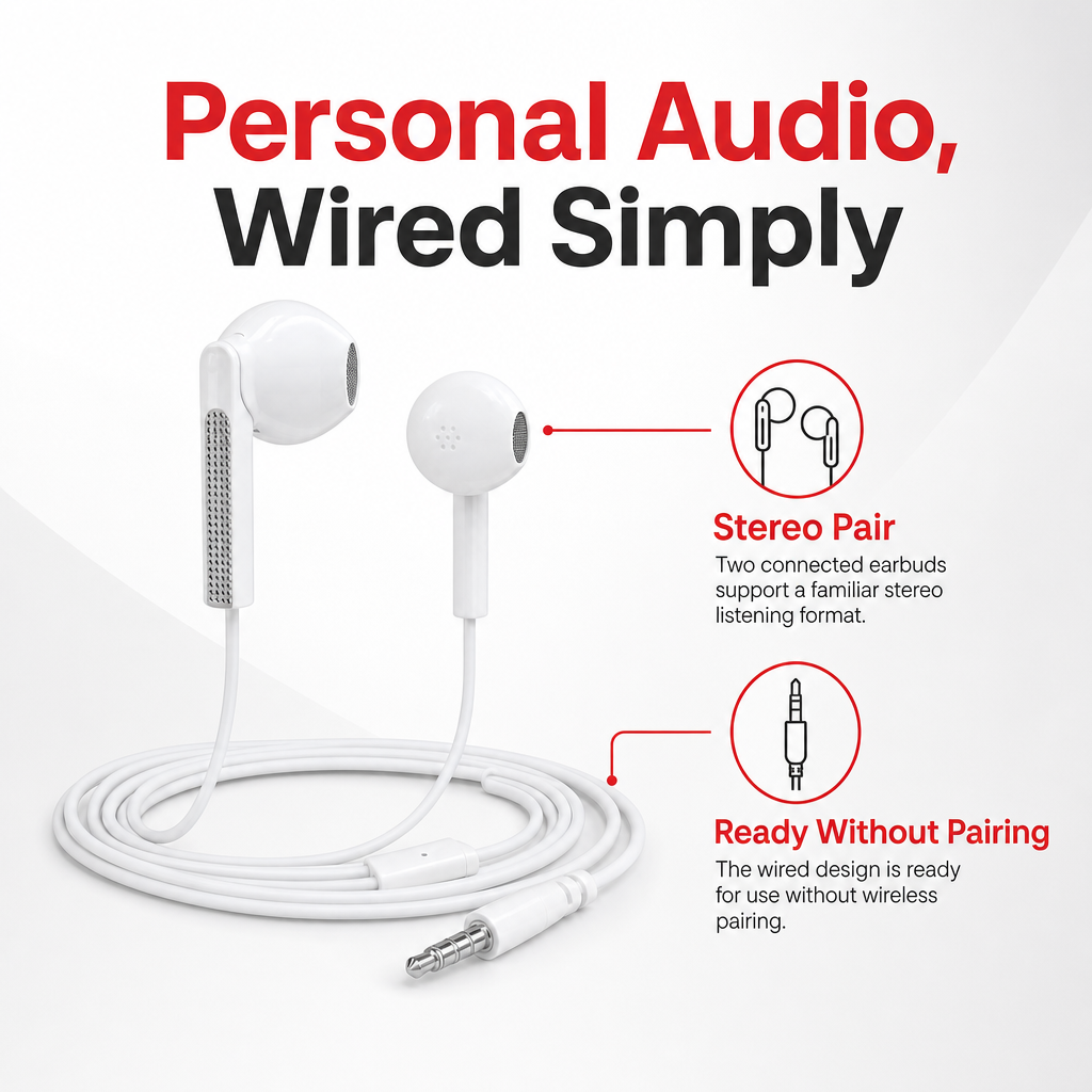 240 Pieces Wired Stereo Earphones, White In-Ear Design, Single Pair