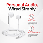 240 Pieces Wired Stereo Earphones, White In-Ear Design, Single Pair