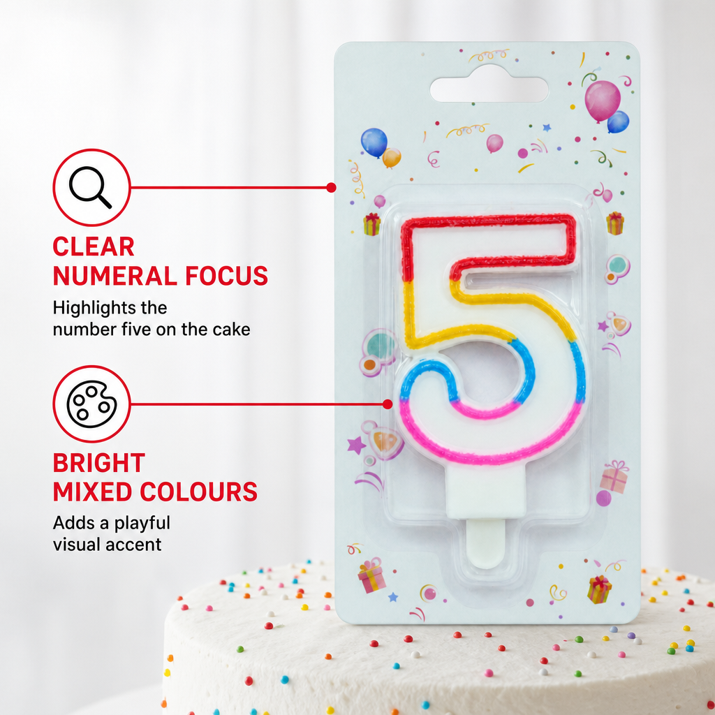 240 Pieces Number 5 Cake Candle, Mixed Colour, 1 Piece