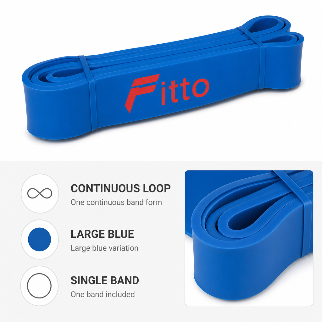 72 Pieces Exercise Loop Resistance Bands, Large Blue, Single Band for Strength, Stretching and Home Workouts