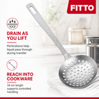 144 Pieces Stainless Steel Slotted Skimmer Spoon, 34 cm Cooking Utensils for Lifting and Draining Fried Foods