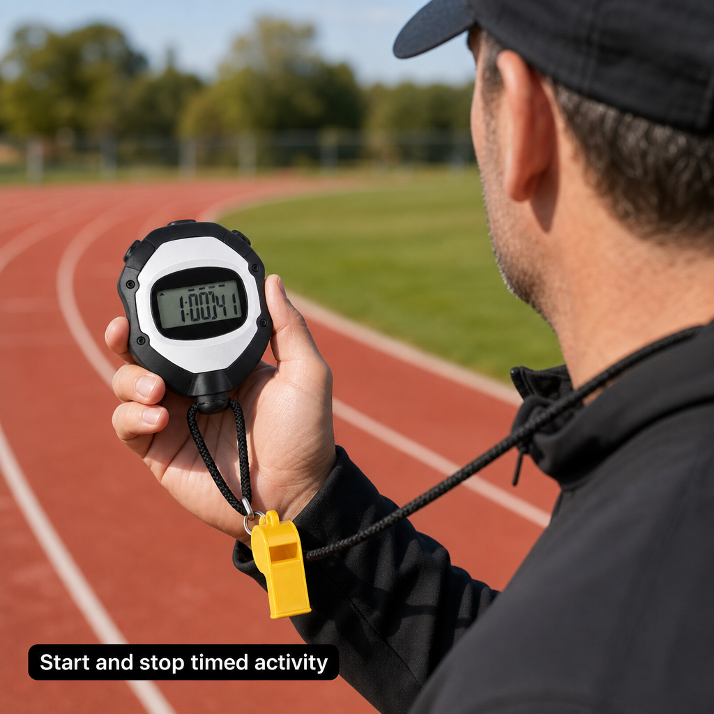 96 Pieces Digital Sports Stopwatches with Whistle and Lanyard, Handheld Elapsed-Time Timer for Training and Events