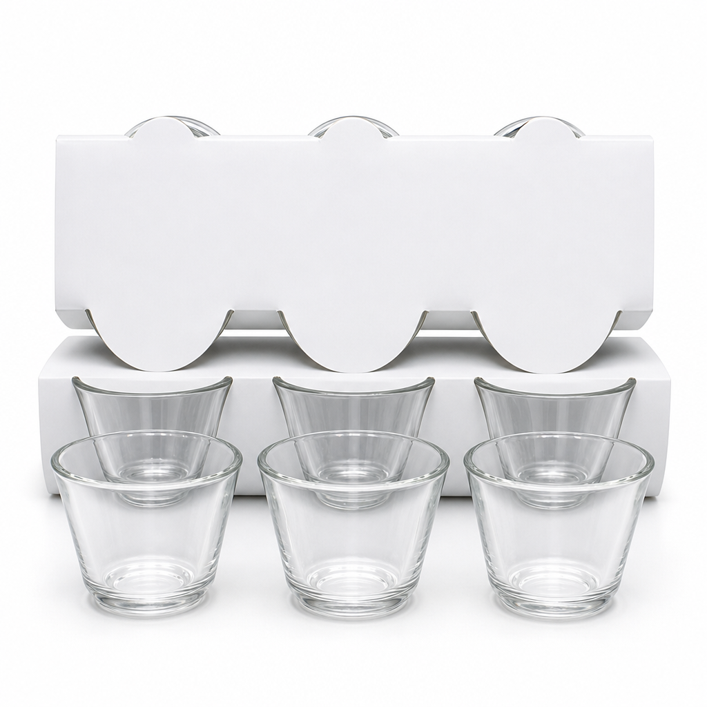 96 Pieces Clear Glass Cawa Cups, Smooth Rounded Design, 6-Piece Set