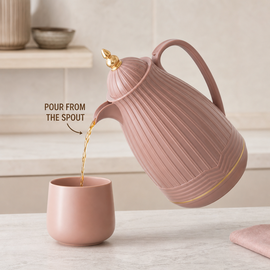 60 Pieces Plastic Vacuum Flask with Glass Refill, 1 Litre, Rose Pink