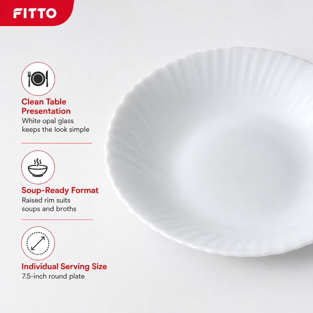 120 Pieces Opal Glass Soup Plate, 7.5 Inch Round Tablewares for Serving Soups and Side Dishes, White