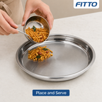 96 Pieces Stainless Steel Round Serving Plate with Wide Rim, 24 cm, 1 Piece