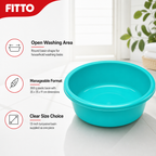 120 Pieces Turquoise Plastic Round Wash Basin, 13 Inch, 1 Piece